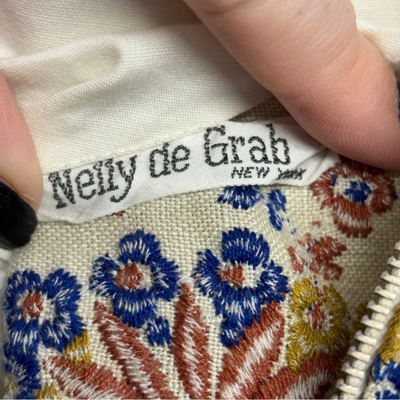 VTG Nelly De Grab Embroidered Midi Pencil Sheath Dress Floral Color Block S - Picture 3 of 5